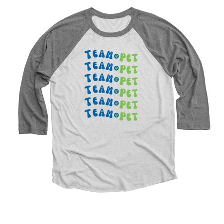 Team Pet, a Premium Heather and Heather White 3/4 Sleeve Baseball Tee