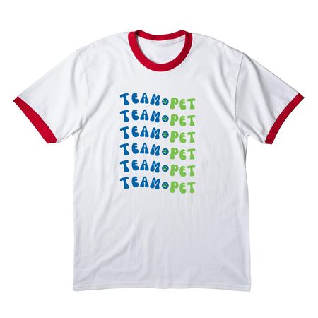 Team Pet, a White/ Red Cotton Ringer Tee