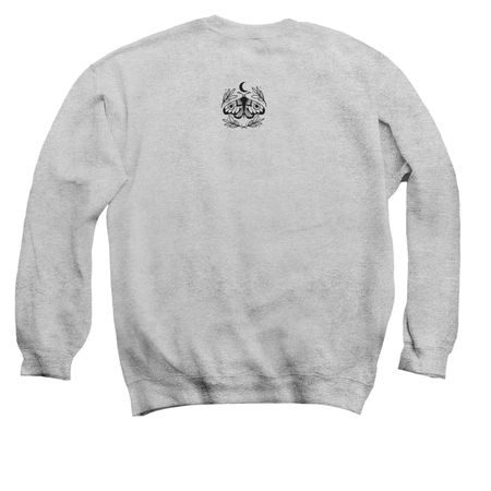 The Black Bird Oracle Series, a Sport Grey Crewneck Sweatshirt (back-view)