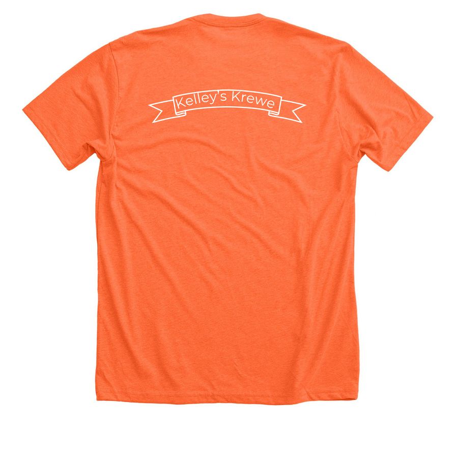 Kelley?s Krewe Shirts, a Heather Orange Premium Unisex Tee (back-view)
