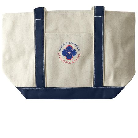 Good Shepherd Tote Bags, a Natural/Navy Large Two-Tone Canvas Tote Bag