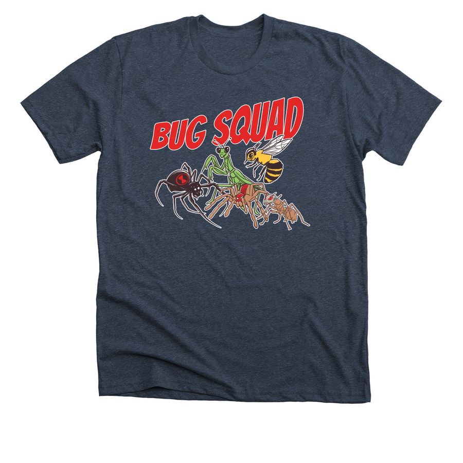 Bug Squad, a Heather Midnight Navy Premium Unisex Tee