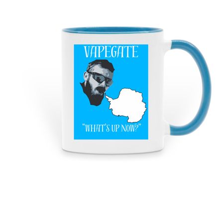VAPEGATE "What's Up Now" Coffee Mug, a Light Blue Two-Tone Ceramic Mug