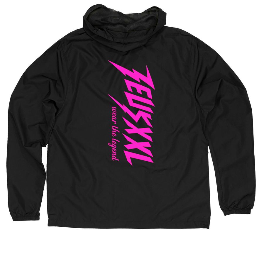 ZEUSXXL JACKET, a Black Quarter-Zip Windbreaker (back-view)
