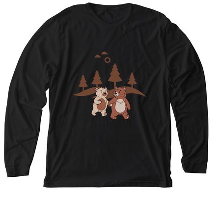 Two Bears, a Solid Black Blend Premium Long Sleeve Tee