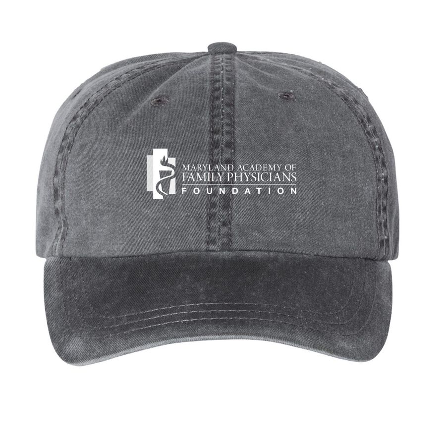 MDAFP-F Hats (white logo), a Black Printed Pigment Dye Baseball Cap