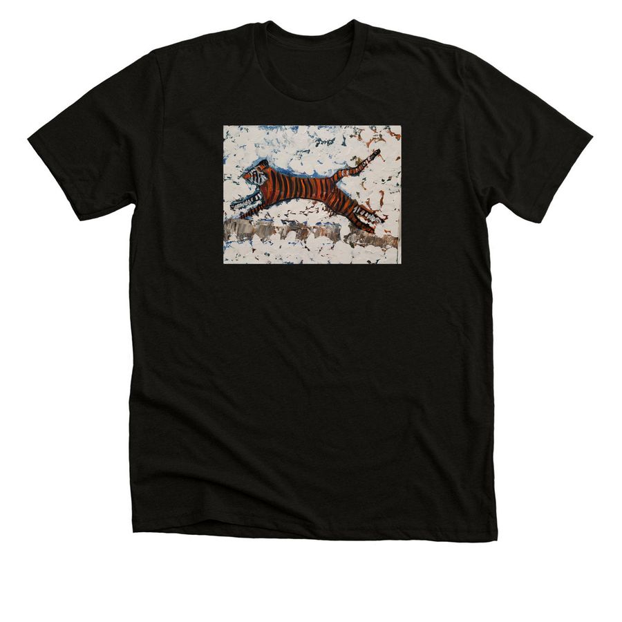 Snow Tiger, a Black Heather Premium Unisex Tee