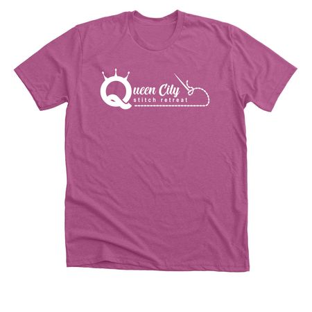 The OG Needle Logo, a Heather Magenta Premium Unisex Tee