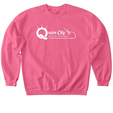 The OG Needle Logo, a Pink Lemonade Softstyle Crewneck Sweatshirt