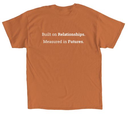 White Logo w/ Tag Line, a Texas Orange Classic Unisex Tee (back-view)