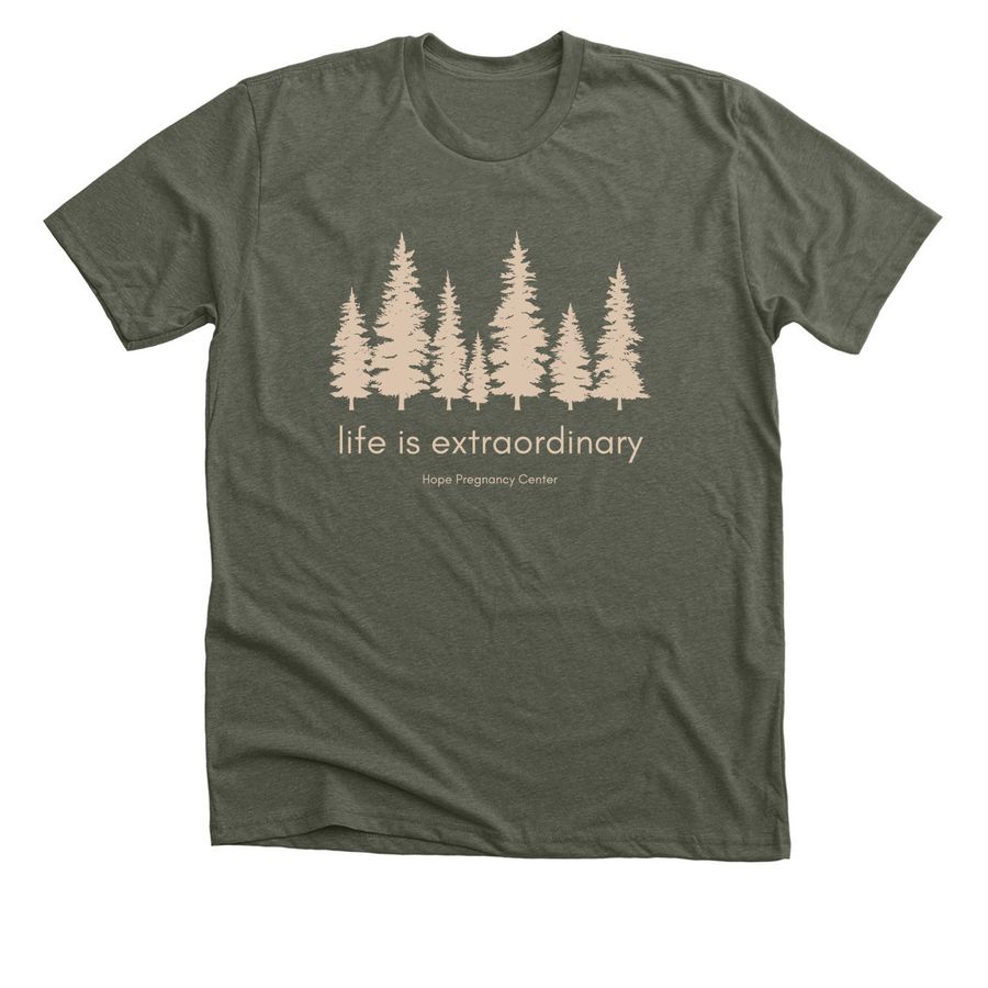 life is extraordinary, a Heather Military Green Premium Unisex Tee