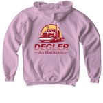 Degler Ag Hauling Merch, a Light Pink Softstyle Youth Pullover Hoodie (back-view)