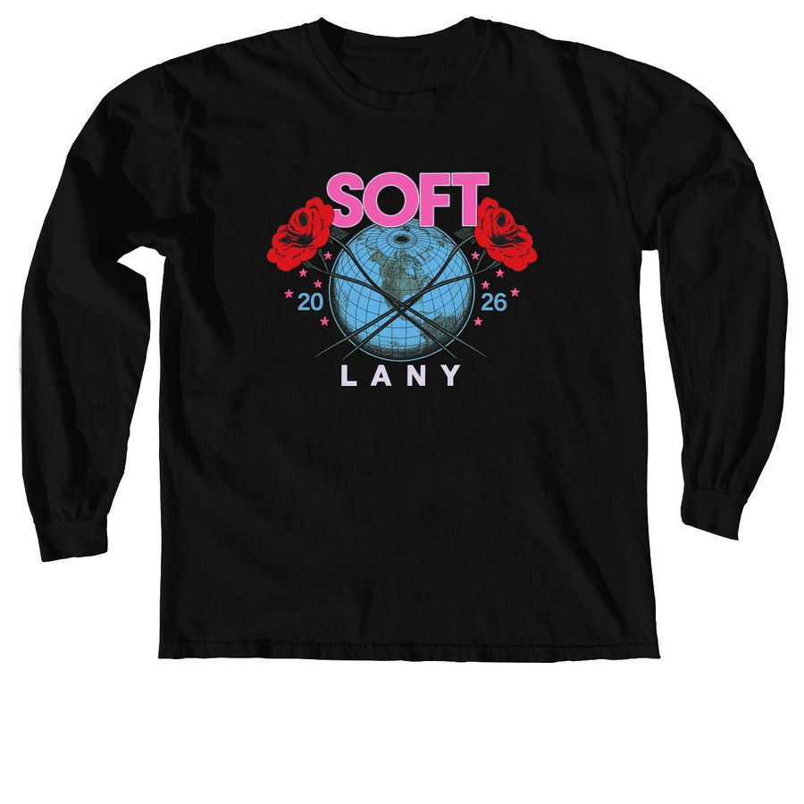 Lany Store Merch Soft World Tour 2026 merch, a Black Comfort Colors Long Sleeve Tee