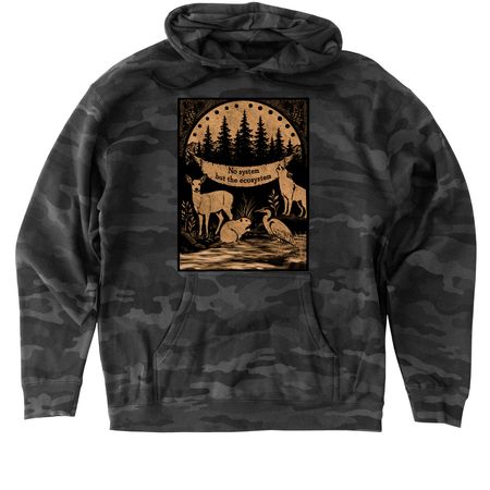 No System But The Ecosystem, a Black Camo Heavyweight Camo Pullover Hoodie