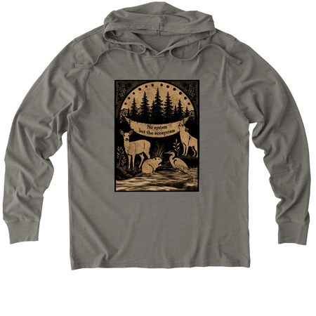 No System But The Ecosystem, a Driftwood Grey Allmade Organic Cotton Mineral Dye Hoodie Tee