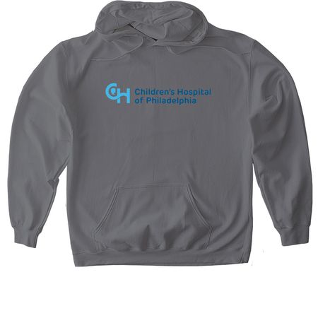 CHOP logo, a Charcoal Gildan Softstyle Pullover Hoodie