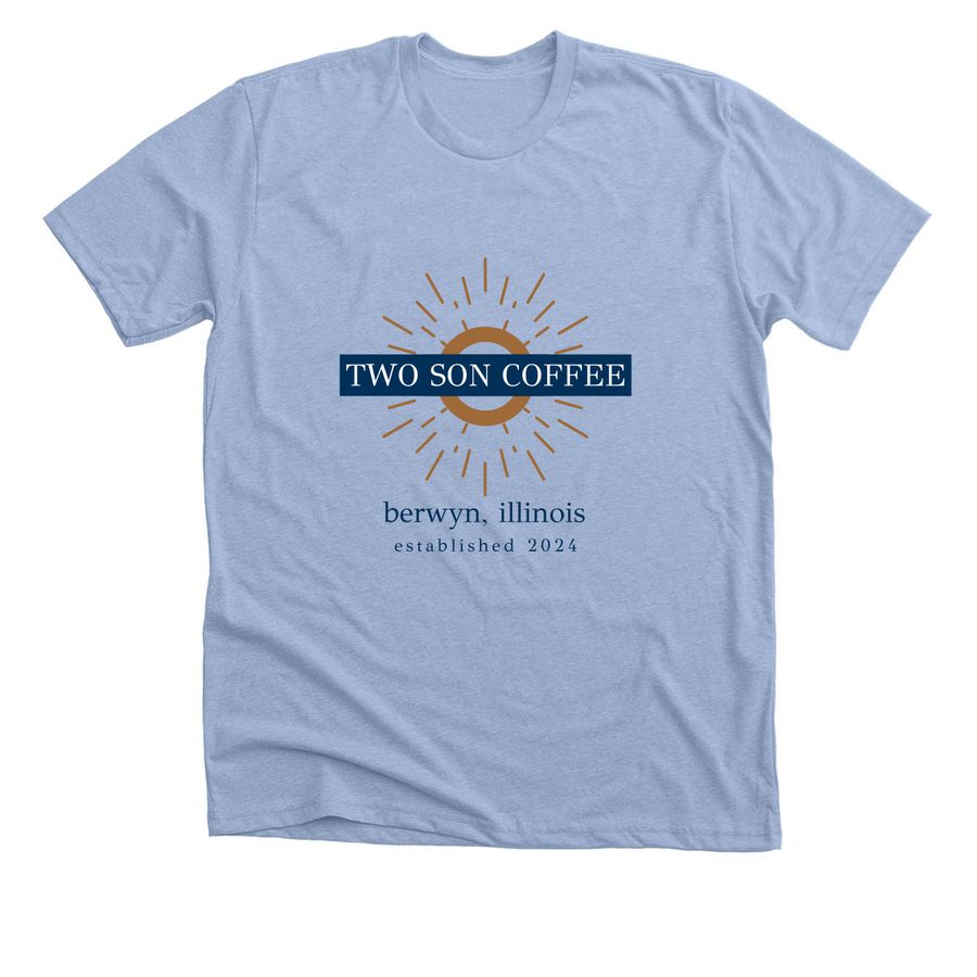 Two Son Coffee, a Heather Baby Blue Premium Unisex Tee