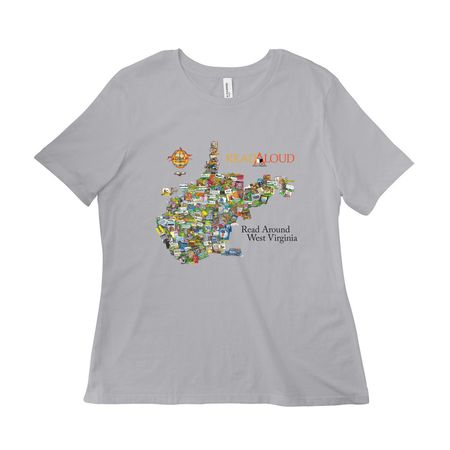 Read Around West Virginia, a Solid Athletic Grey Women?s Relaxed Cotton Tee