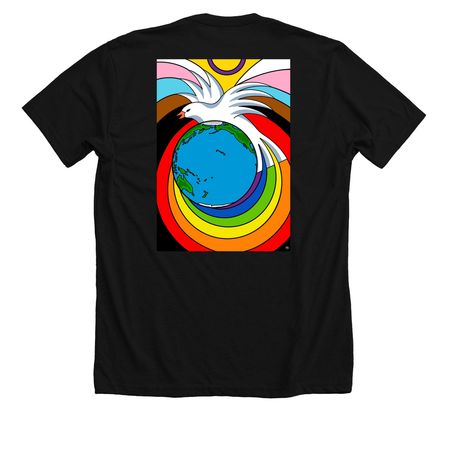 2025 Peace + Pride Design, a Solid Black Blend Premium Unisex Tee (back-view)
