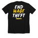 D?a Trabajado = D?a Pagado, a Solid Black Blend Premium Unisex Tee (back-view)