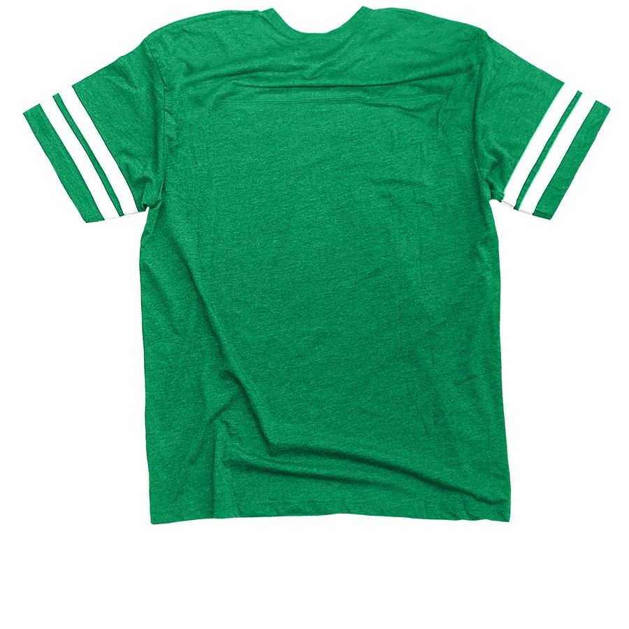 Luck O' The Irish Main Logo, a Vintage Green / White Football Jersey Tee (back-view)