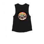 East Bay Pugs Logo, a Black Women's Muscle Tank (back-view)