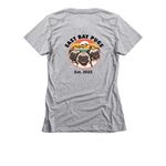 East Bay Pugs Logo, a Dark Heather Grey Women's Slim Fit Tee (back-view)