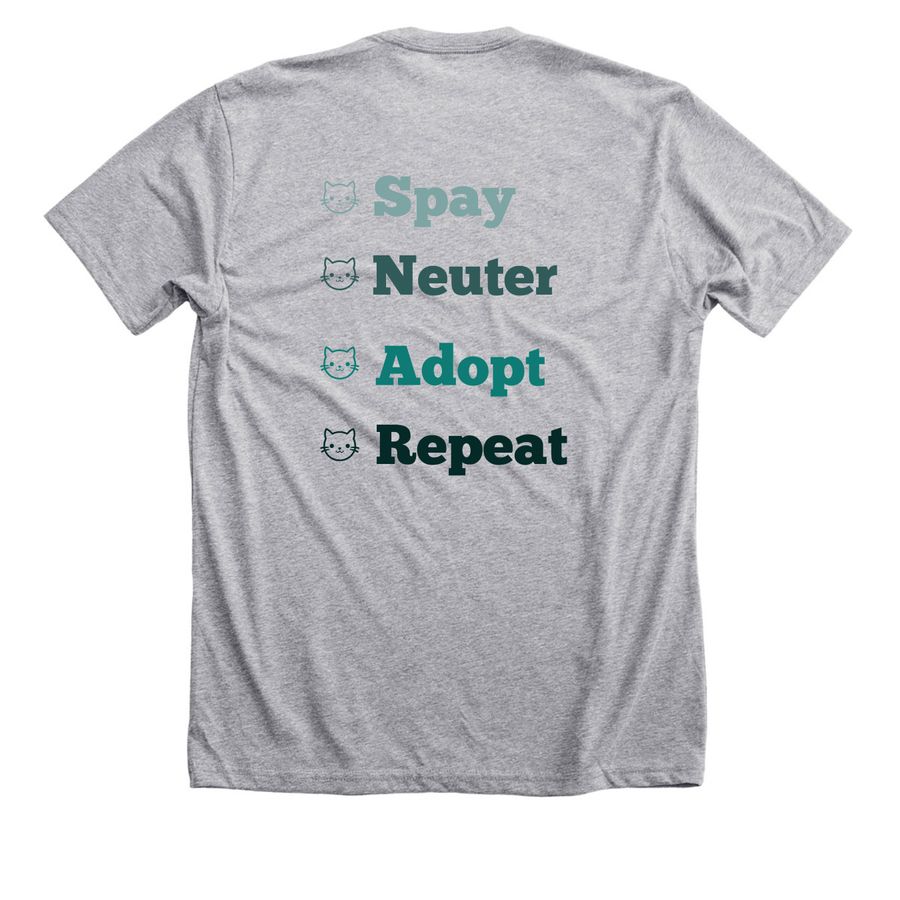 Spay Neuter Adopt Repeat, a Athletic Heather Premium Unisex Tee (back-view)