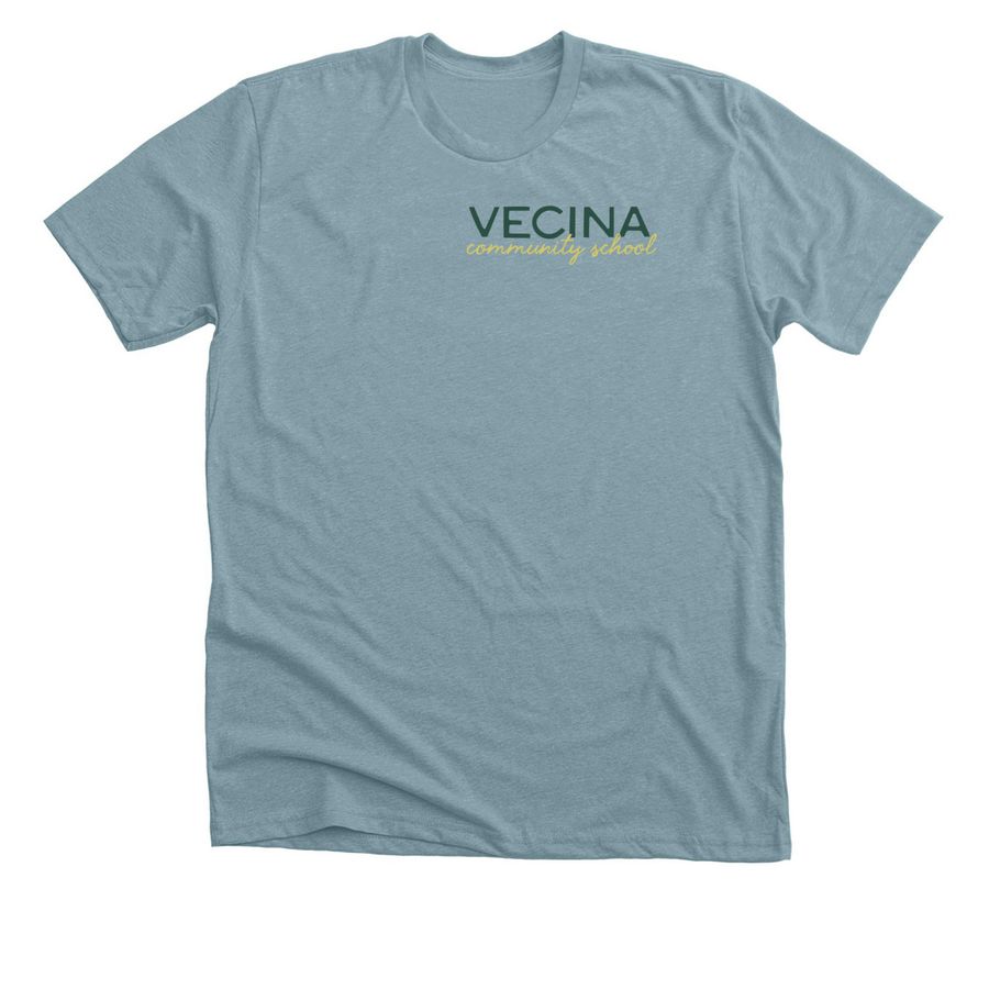 Vecina Community School, a Heather Blue Lagoon Premium Unisex Tee
