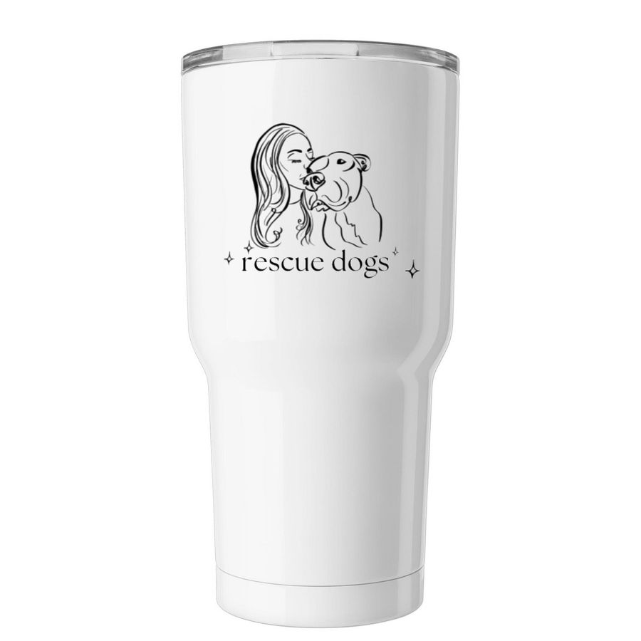 Pilates for the Paws, a White Insulated Tumbler (back-view)