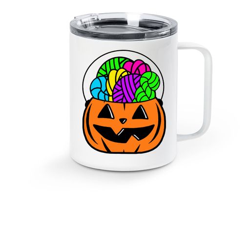 Forget the Candy... Orange Candy Pail Mug! ðŸŽƒ White Stainless Steel Travel Mug