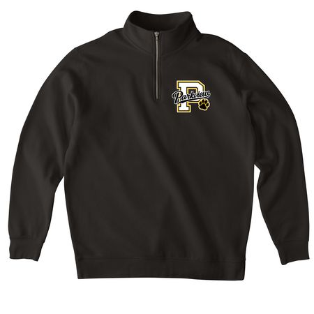 Parkview Pawprint with Zipper, a Black Midweight Quarter Zip Pullover