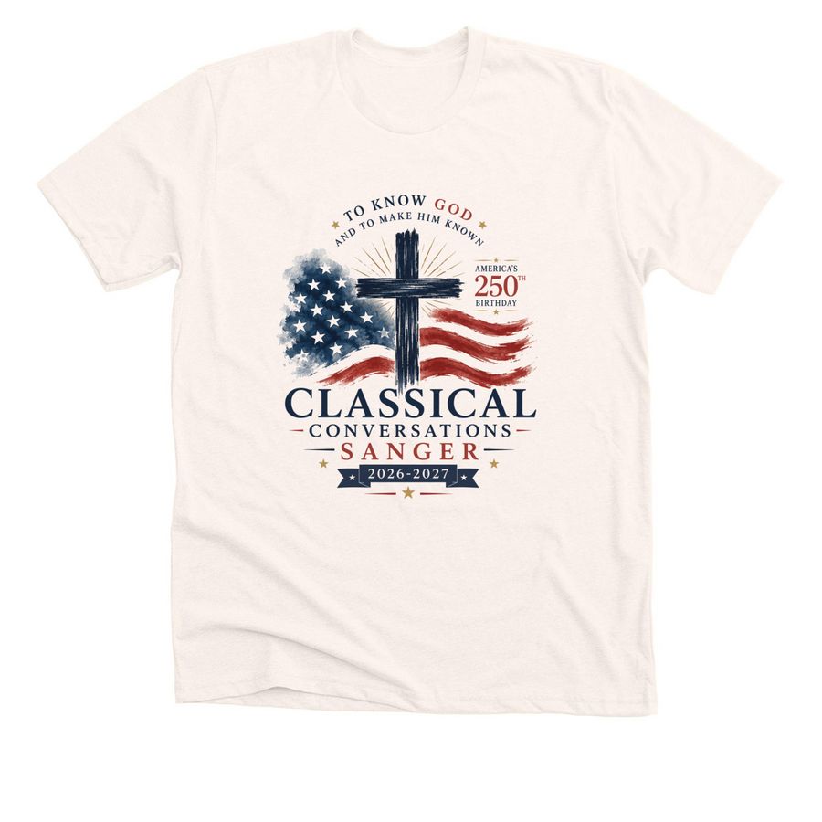 CC Sanger America's 250th, a Heather Natural Premium Unisex Tee