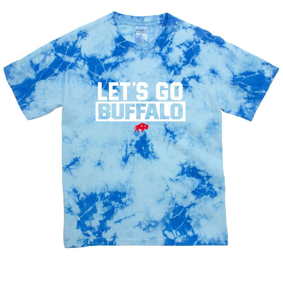 Buffalo Bills Tie Dye T Shirt, a Sky Blue Youth Crystal Tie Dye Tee