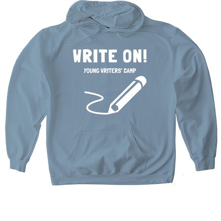 Write On! Young Writers' Camp T-Shirts, a Stone Blue Gildan Softstyle Pullover Hoodie