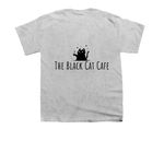 The Black Cat Cafe, a Sport Grey Youth Unisex Tee (back-view)