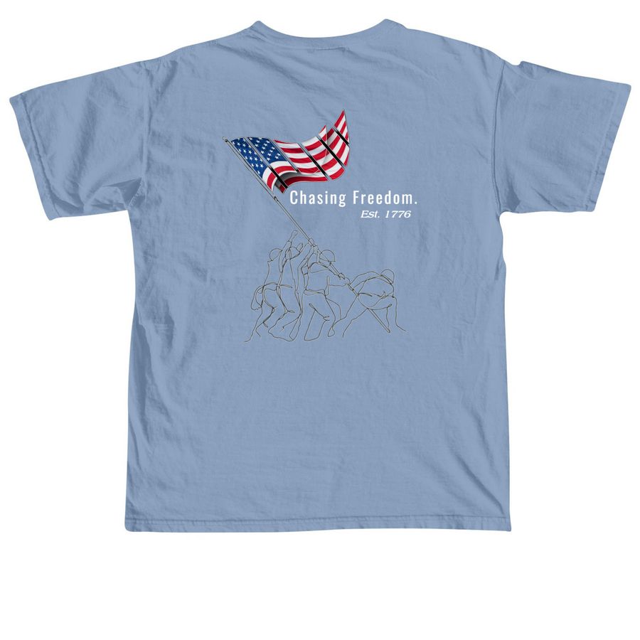 NMSC USA 250th, a Washed Denim Comfort Colors Unisex Tee (back-view)