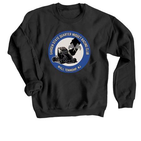 Blue Logo, a Black Crewneck Sweatshirt