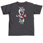 Love God Love People, a Graphite Comfort Colors Unisex Tee (back-view)
