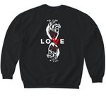 Love God Love People, a Black Softstyle Crewneck Sweatshirt (back-view)