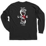 Love God Love People, a Black Classic Long Sleeve Tee (back-view)