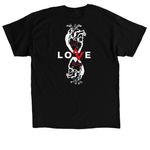 Love God Love People, a Black Classic Unisex Tee (back-view)