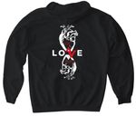 Love God Love People, a Black Gildan Softstyle Pullover Hoodie (back-view)