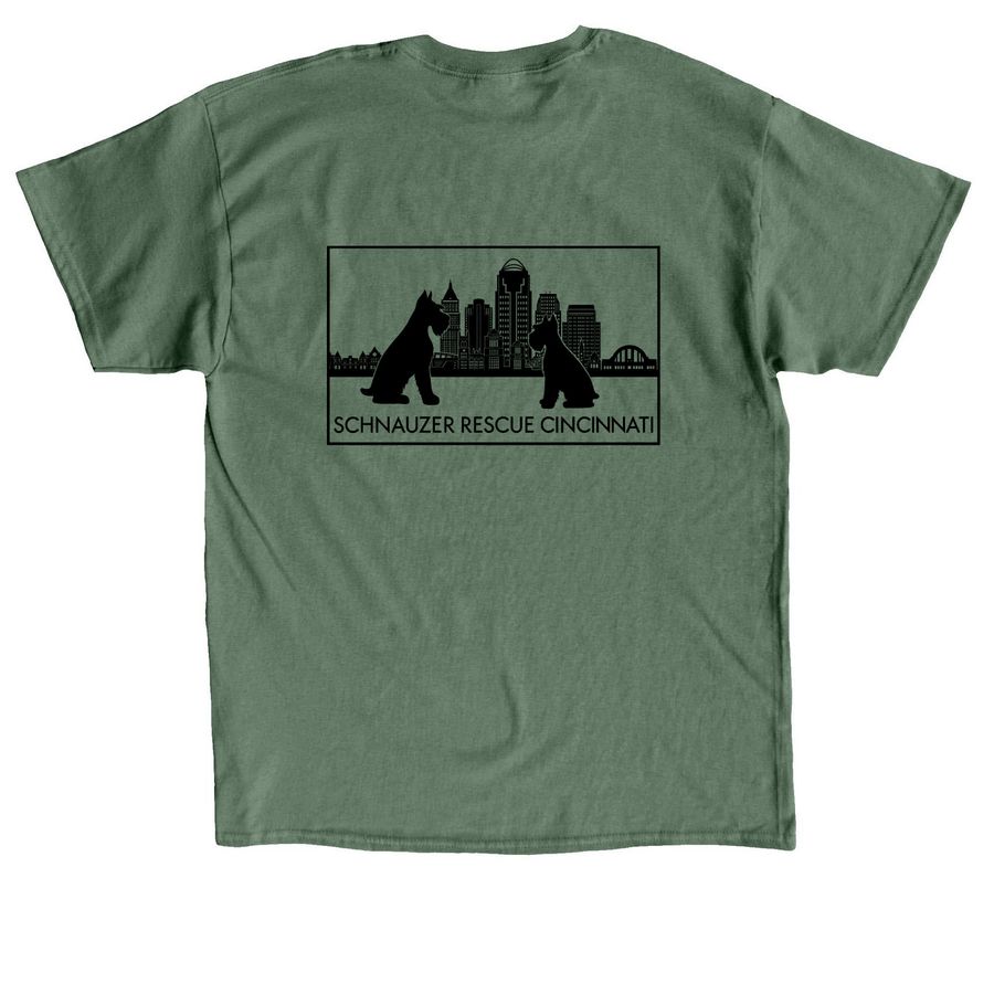 SRC apparel sale, a Military Green Classic Unisex Tee (back-view)
