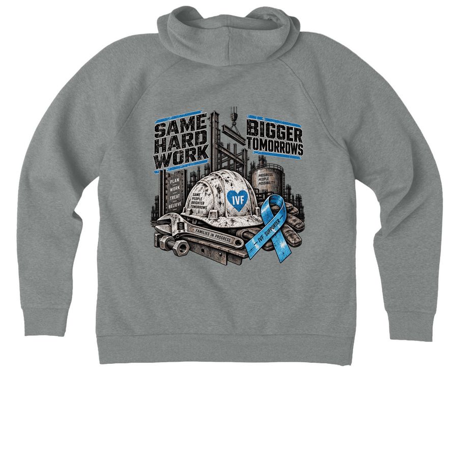 Same Hard Work-Bigger Tomorrows, a Aluminum Grey Heather Allmade Organic CVC Pullover Hoodie (back-view)