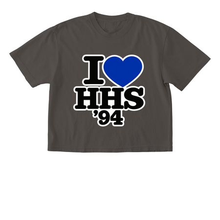 I LOVE HHS'94, a Pepper Comfort Colors Boxy Tee
