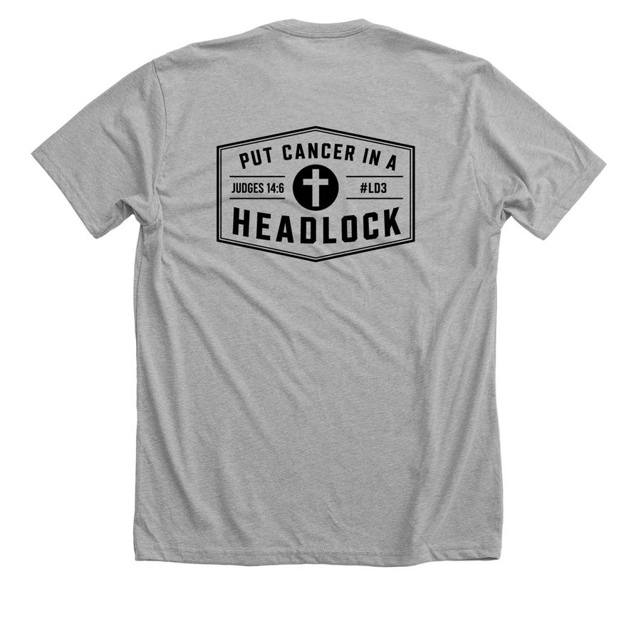 Put Cancer in a Headlock!, a Athletic Heather Premium Unisex Tee (back-view)