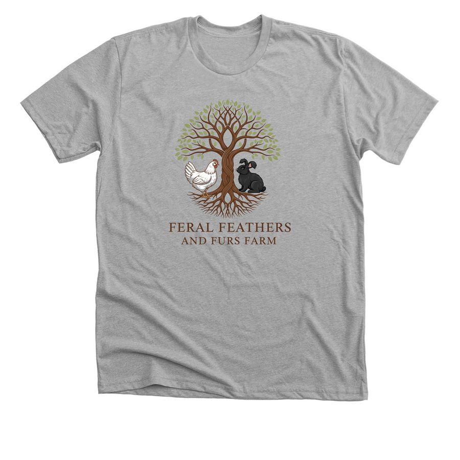 Feral Feathers And Furs Farm, a Athletic Heather Premium Unisex Tee