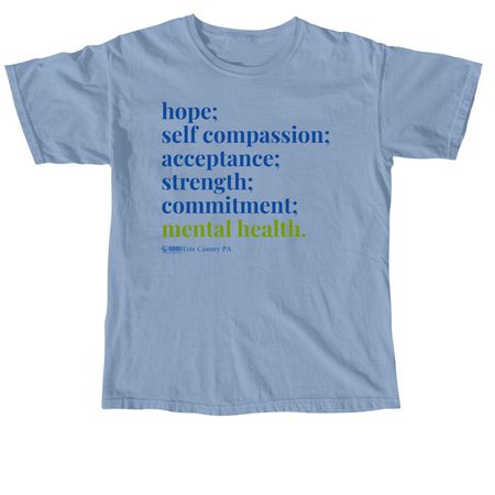 All Things Mental Health, a Washed Denim Comfort Colors Unisex Tee