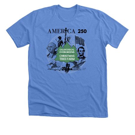 Eagan's Regal Evergreens July 4th -front only, a Heather Columbia Blue Premium Unisex Tee